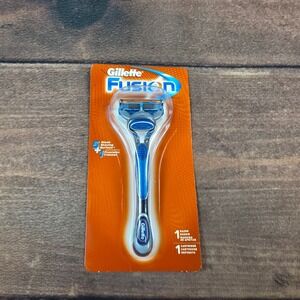 Gillette Fusion Razor Mens OS Blue NEW 5-Blade Manual Shaving System Refill